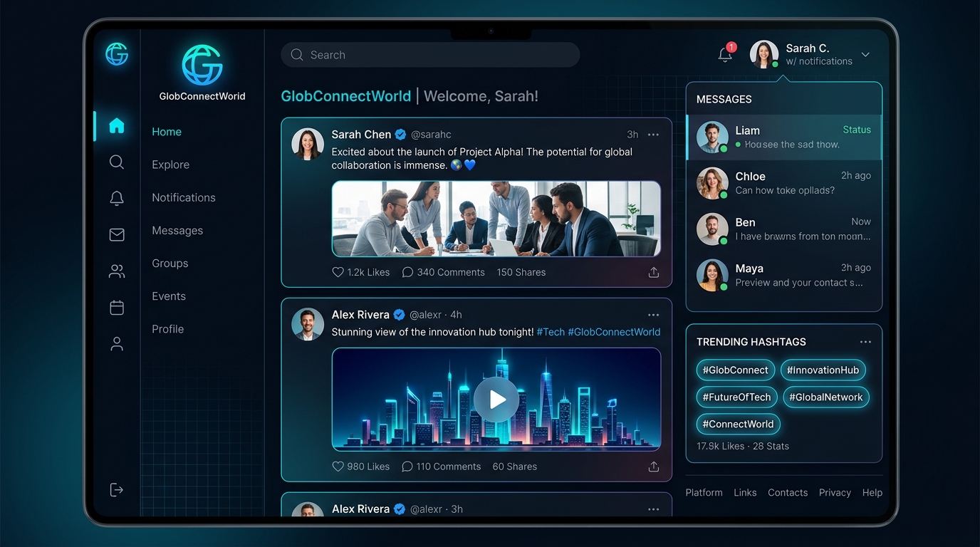GlobConnectWorld — Modern Social Network